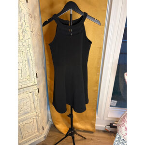 Children's Place Black Fit Flare Dress High Neck Skater Mini Elegant Chic Large